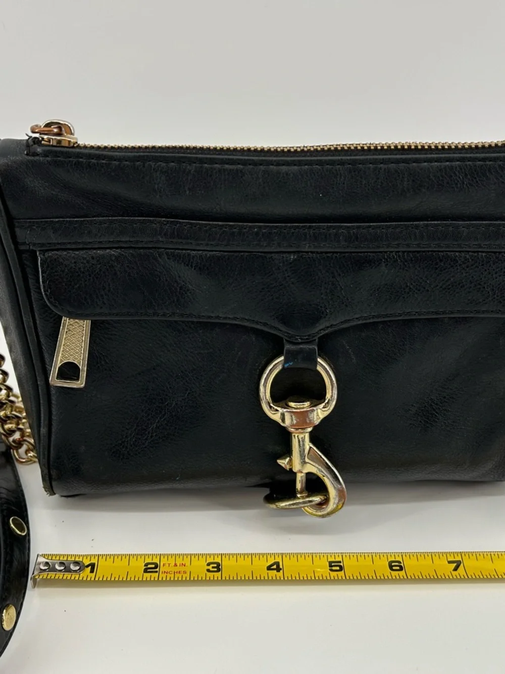 Rebecca Minkoff Black Leather Crossbody with Gold Chain Strap